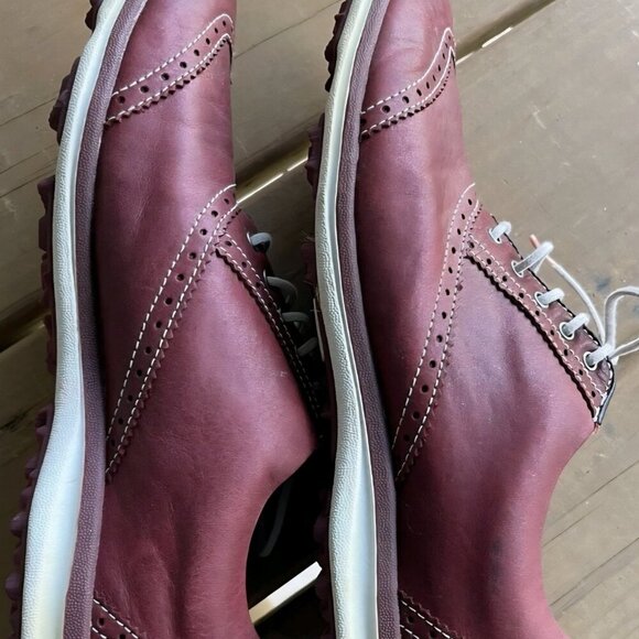 Footjoy lopro Burgundy golf Comfort Cushion Preppy leather lace up shoes 9.5 - Picture 2 of 8